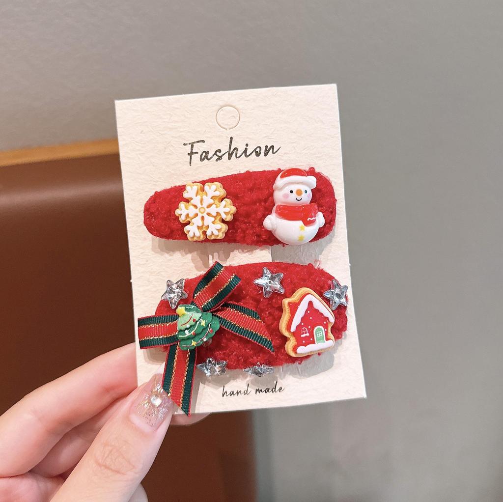2025 Children's Christmas Hair Clips Set: Santa, Tree & Reindeer (5-Piece)