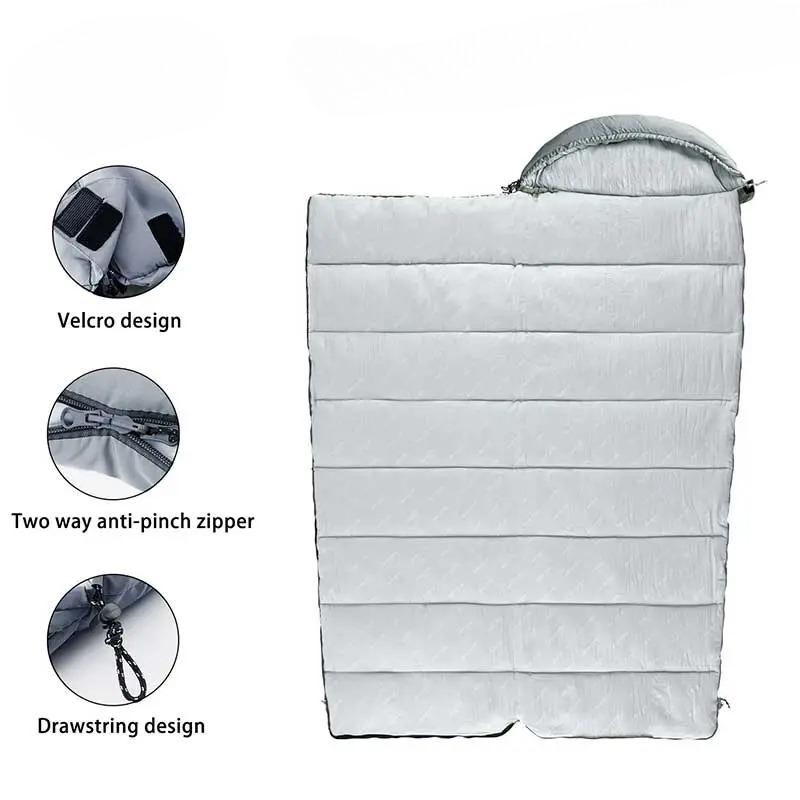Outdoor Travel Dirty Double Sleeping Bag Camping Machine Washable Single Pair Portable Thickened  Lightweight Envelope with Hat Camping Sleeping Bag