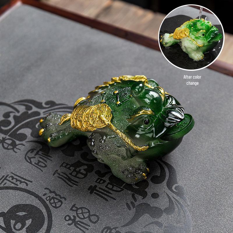 Golden Toad Color-Changing Tea Pet: Lucky Tea Set Ornament