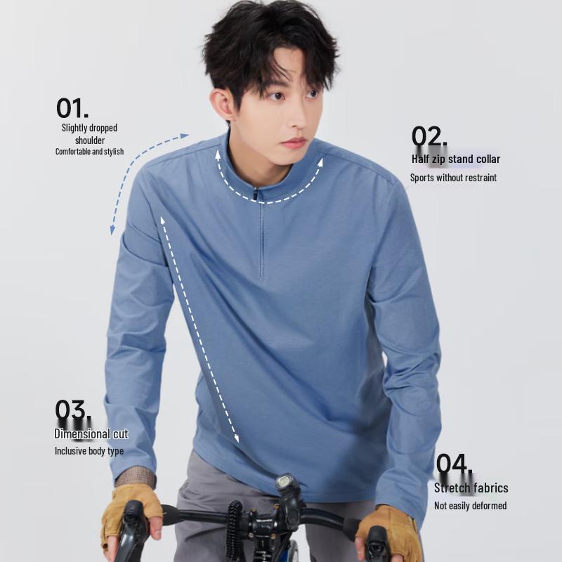 MINISO Men's Half-Zip Long-Sleeve Quick-Dry Sport T-Shirt