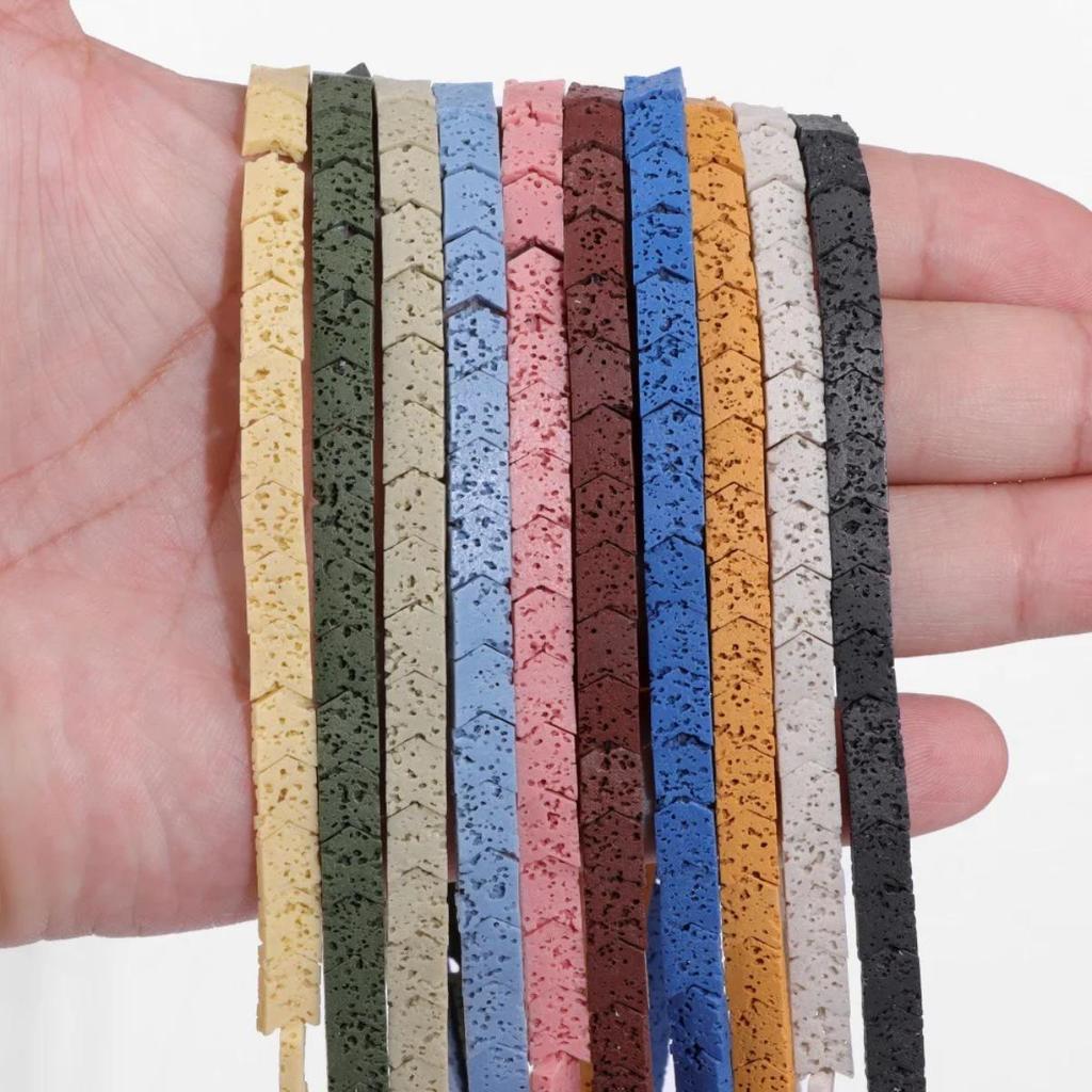Multi-Color Volcanic Stone Beads for DIY Jewelry: Abacus, Cube, Cylinder, Heart Shapes