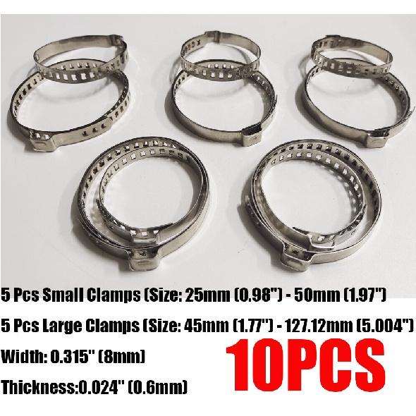 10 Pcs Car Adjustable Axle CV Joint Tie Rod End Boot Crimp Clamp Stainless Steel