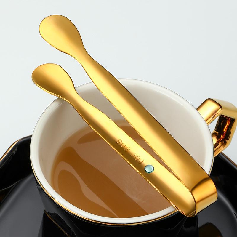 Solid Color 304 Stainless Steel Clip Ice Tong Bread Food Bbq Clip Barbecue Clip Cube Sugar Ice Tongs Tool Bar Kitchen Utensils