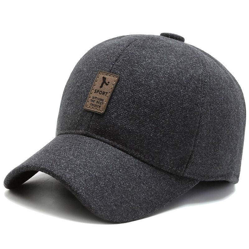 Hat Men's Autumn and Winter Old Man Warm Ear Protector Baseball Cap Winter Simple and Versatile Grandpa Cap