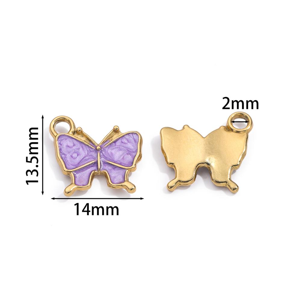 5Piece/Pack  13.5*14mm 304 Stainless Steel Butterfly Shape Charms Pendants for DIY Bracelet Necklace Jewelry Making Accessories