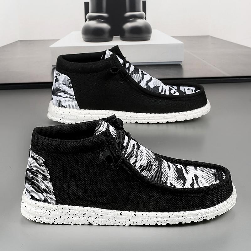 Modische Herren-Bootsschuhe Ethnischer Stil Canvas-Schuhe Trendige Herren Freizeitschuhe für den Alltag Flach Bequem Leicht Herren Penny Loafer