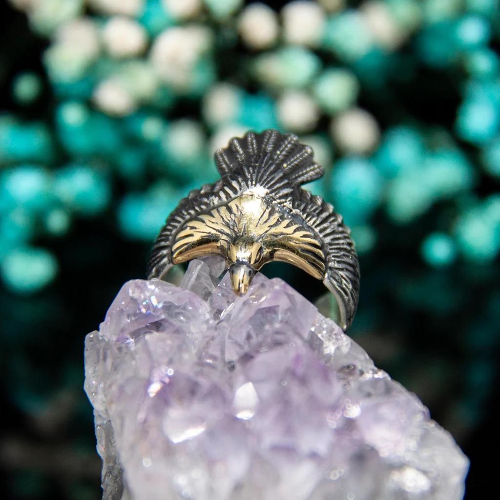 Echter Sterling Silber Herren Ring Adler Massiv Punziert 925