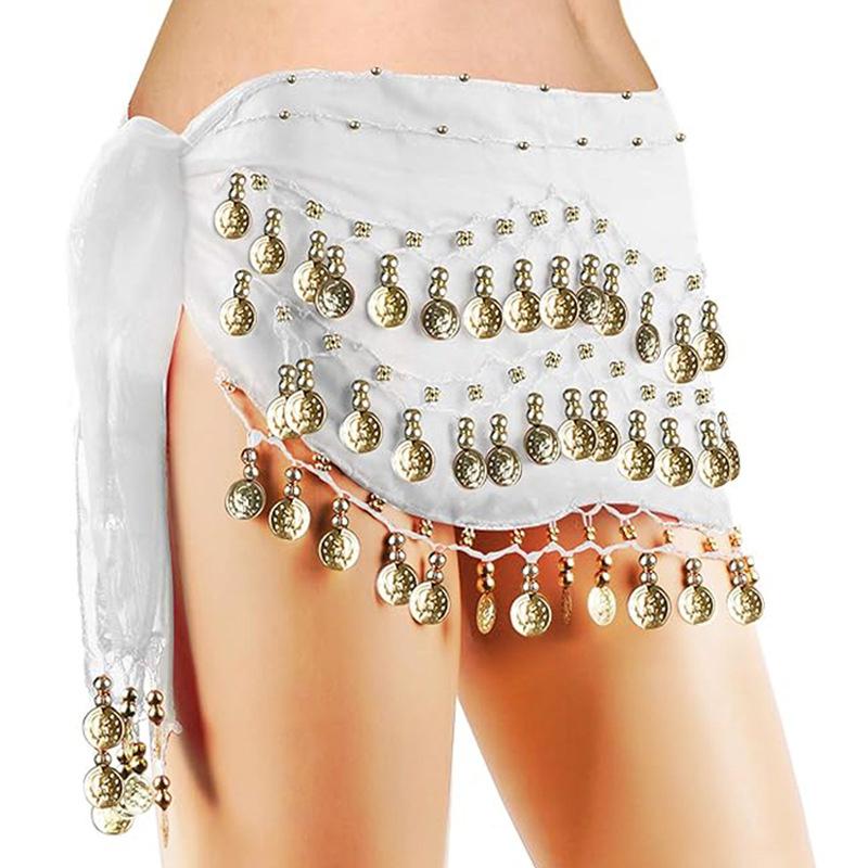 Belly Dance Waist Chain Costume Dance Hip Scarf With Golden Coin Decorative Waist Chain For Professional Dance Performances