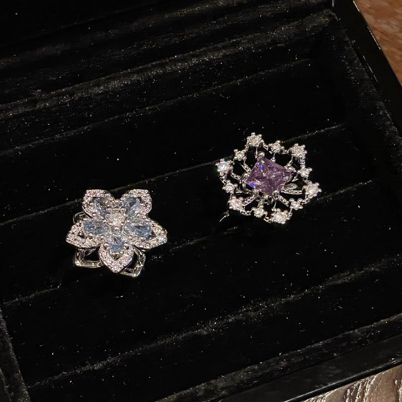 Nine Purple From Fire Niche Rotatable Rotating Petals Purple Zir*****Pen Ring Light Luxury High-End Exquisite Accessories