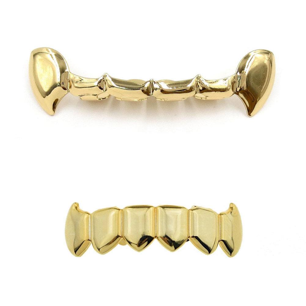 Gold Plated Vampire Fang Grillz – Hip Hop Style for Halloween