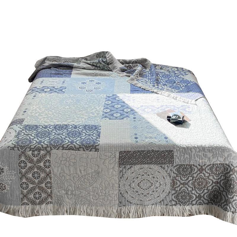 Manta de Algodón de Gasa de Cuatro Capas Sofá Toalla Espesa Colcha Individual Doble Pausa para el Almuerzo Verano Fresco Manta Cubierta de Sofá Para Adulto