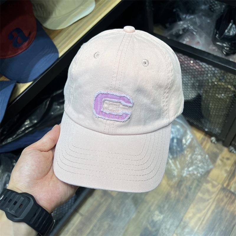 Wind white light blue baseball cap women's C letter embroidery face small cap casual versatile soft top