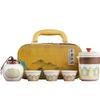 Outdoor travel tea set portable storage bag household one pot four cups ceramic express cup bubble teapot custom printing