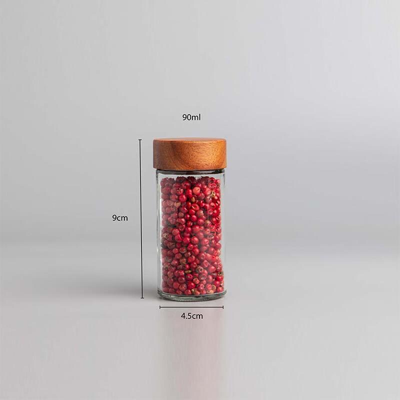 90ml Glass Spice Jars with Acacia Wood Lids, 24-Pack