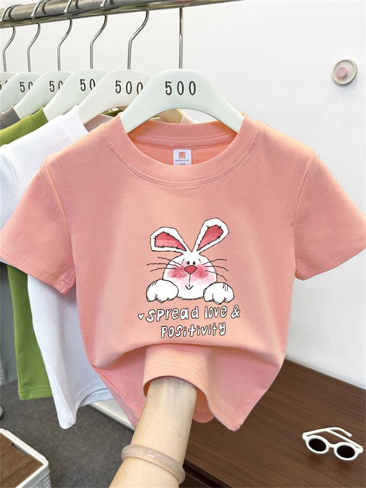 Kids Cotton Cartoon T Shirt Summer Short Sleeve Top For Boys And Girls Breathable Comfortable Tee