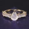 Unique Design  Exquisite Baguette Cz Size Stones Natural Faceted Moonstone 925 Silver Wedding Simple Rings Gold Plated