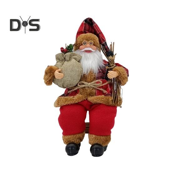 საშობაო სანტა კლაუსის თოჯინა პლუშუს სვიტერი სანტას ჰოლდინგი სასაჩუქრე ჩანთა ფიგურული ნაძვის ხის დეკორი წვეულების წყაროები სახლის ბარის მაგიდის ბუხრისთვის