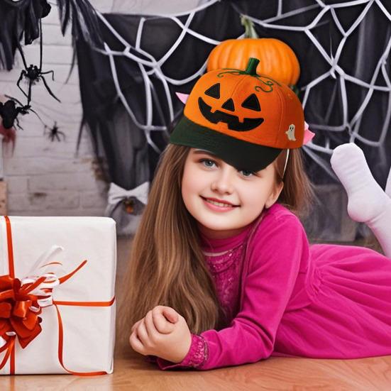 Halloween Gresskar Baseballcaps Unisex Justerbar Broderi Gresskarfjes Pappa-caps Bomull Truckerkeps for Halloween Fiske Camping Tennis