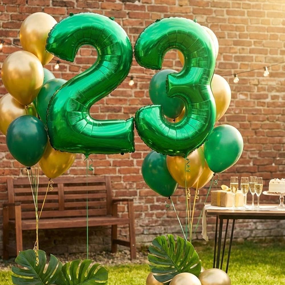 32 Inch Green Number Foil Balloons 0-9 Jungle Safari Theme Soccer Party Decor Kid Boy 1st Birthday Dinosaur Baby Shower Supplies