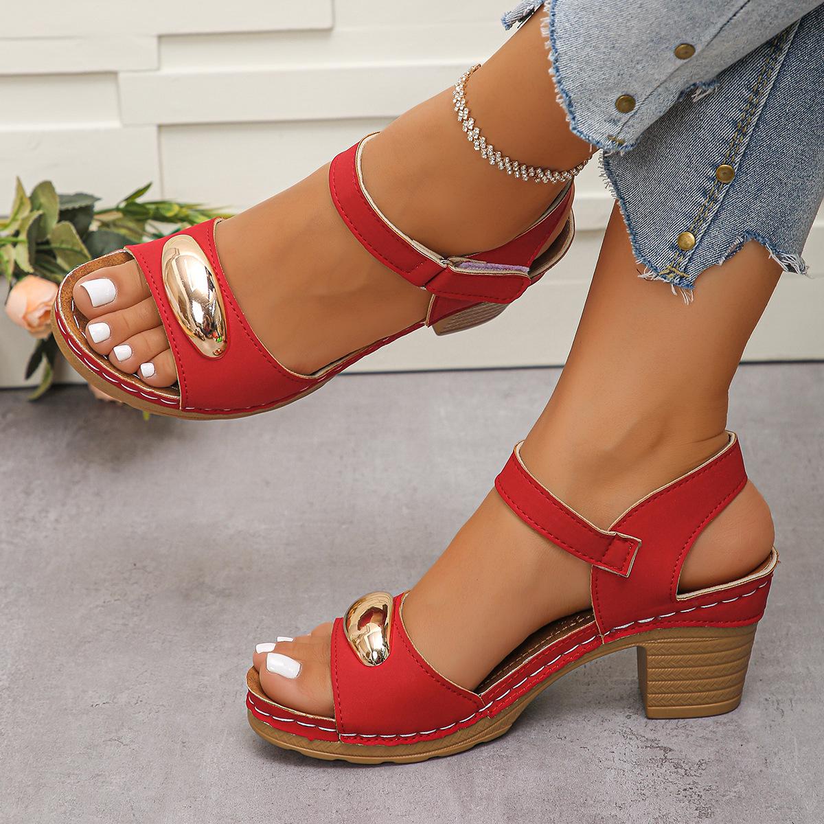 

Thick-heeled Sandals Women Wear The New 2025 Summer Thick-heeled Plus-size High-heeled Sandals for Women 36