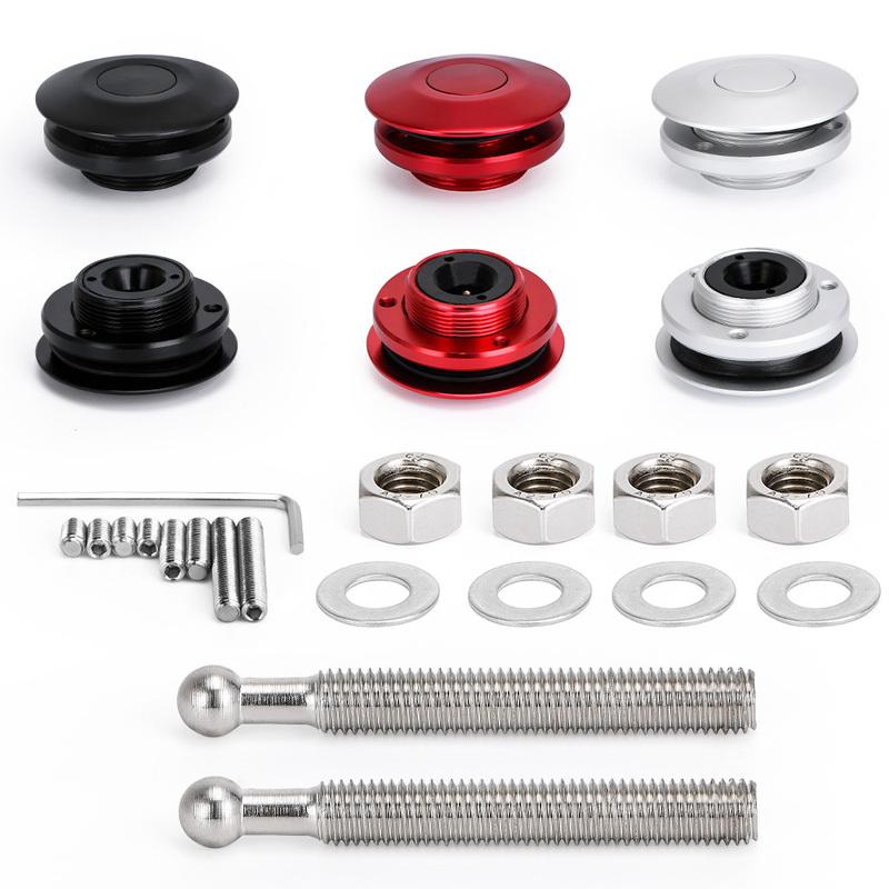 Sport Universal-Druckknopf Billet Motorhaubenstifte Schlossklammer-Kit Auto Schnappverschluss Neu Für FORD Mustang 4.6L V8 96-04 PQY-HP31BK
