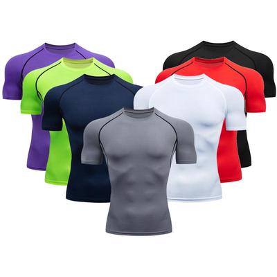 Maglietta sportiva a maniche corte a compressione ad asciugatura rapida da uomo - Altamente elastica e traspirante per allenamento di basket e fitness