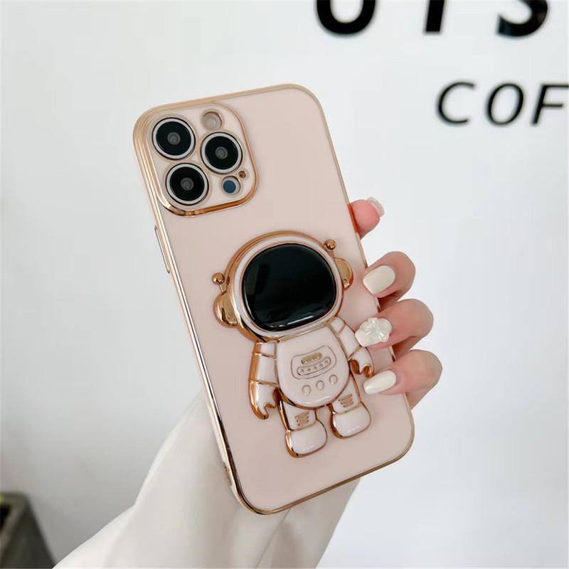 For iPhone 16 15 14 Pro Max Honor 200 X6a X6b X8a X9a Samsung A14 A15 S24 Redmi Note 13 12 3D Astronaut Kickstand Soft Full Lens Protect Phone Case