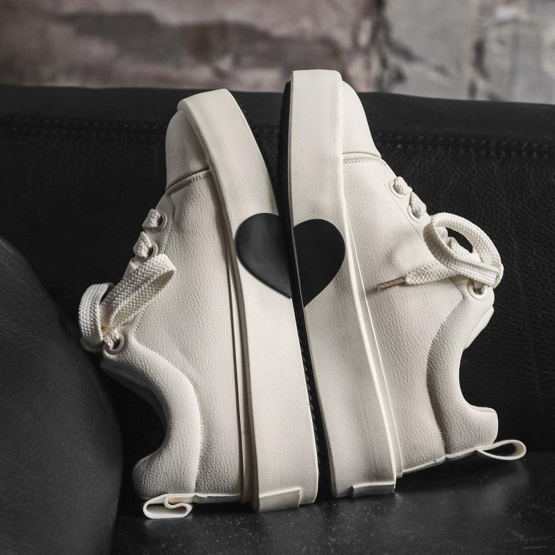New Niche Low-top Love Board Shoes Thick-soled Heightening Little White Shoes Men's Casual Leather Men's Shoes X262