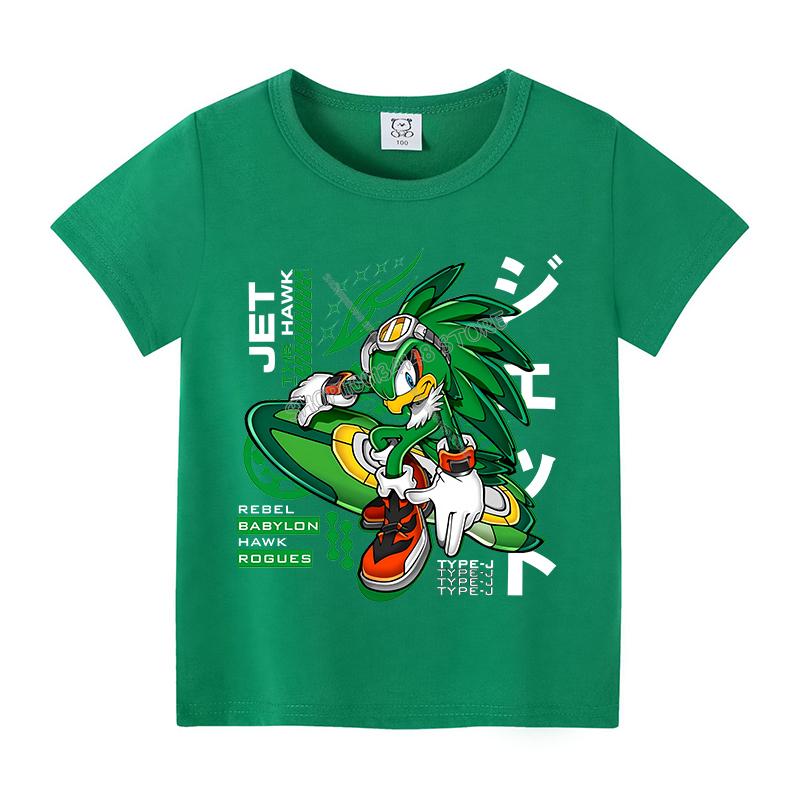 Sonics Anime T-shirt for Children New Round Collar Clothing Kid Short Sleeve Cartoon Partern Clothes Fashion Sunmer Tee Top Gift