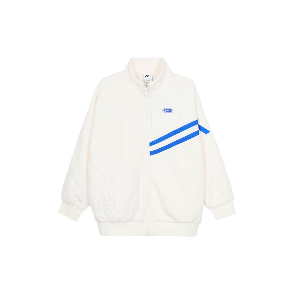 Nike Letter Logo Print Fleece Stand Collar Long Sleeve Jacket Women Jacket Ivory FB1821-118