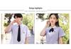 Thai Style Girls' Short/Long Sleeve School Uniform Shirt with Embroidered Badge for JK High School Students