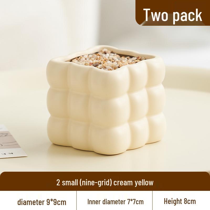 Nordic Style Cream Ceramic Succulent Pot for Phalaenopsis and Green Plants