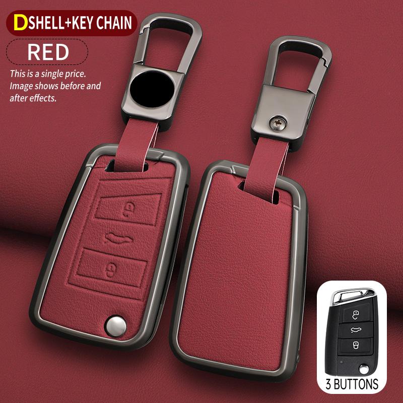 New Zinc Alloy Leather Car Key Cover, For Skoda Vrs Superpa Octavia A5 Kodiaq Octavia A7 A8, Protected Keychain Bag, Accessories