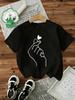 Cotton TShirt Womens Yk Fashion Tshirt Finger with Heart TShirt Graphic Print Short Sleeve Crew Neck Top Shirt Casual