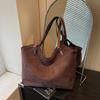 Stylish Suede Top Handle Bag Women Vintage Large Tote Shoulder  Bag for Work Commute and Daily Use Texture Simple Storage Bags