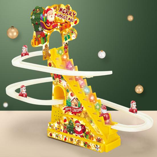 Giocattolo di Babbo Natale con pista da arrampicata a LED, musica, Babbo Natale elettrico, scala da arrampicata, montagne russe, giocattolo scorrevole, regalo per bambini piccoli, ragazzi e ragazze