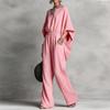1116 European and American Women's Jumpsuit, Retro Casual Commuting High Waist Solid Color Wide Leg Flared Sleeve Jumpsuit