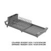 Dish Rack Multifunctional Space Saving Stainless Steel Extendable Dish Drainer for Sink Kitchen Counter Grey