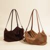 Autumn and Winter Leather Large Capacity Single Shoulder Pillow Bag Suede Armpit Cowhide Commuting High-end Women's Tote Bag