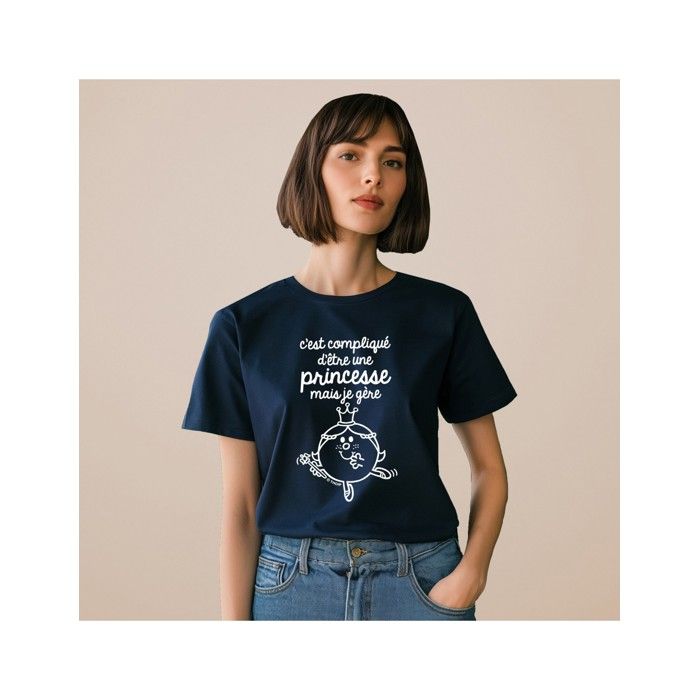 Monsieur Madame - T-shirt femme "c'est compliquée d'être une princesse mais je gère" Bleu XXL