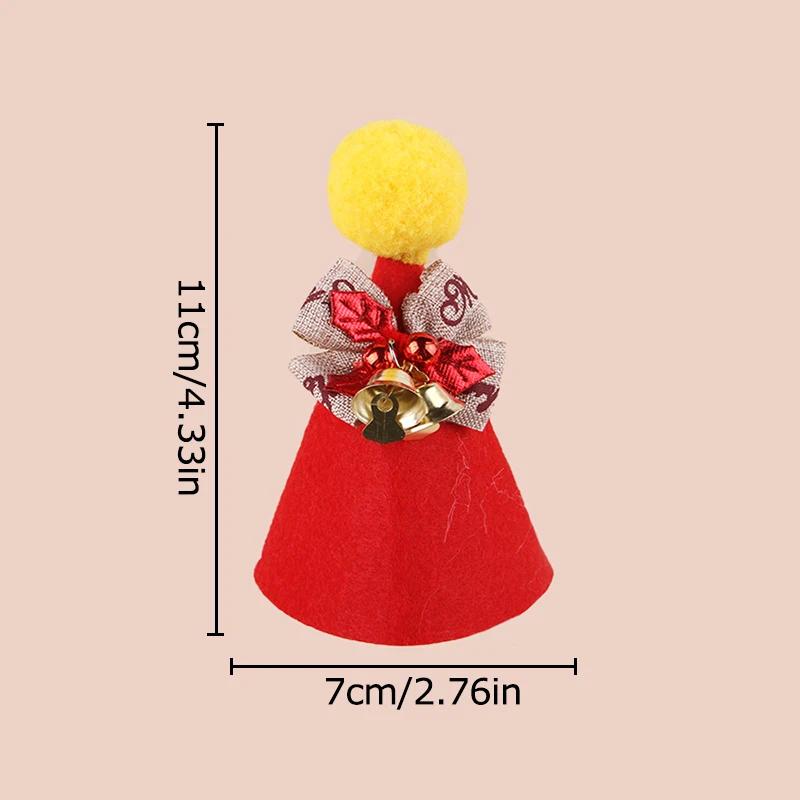 Pet Mini Plush Christmas Hat Cute Felt Ball Bowknot Bell Santa Hat Cats Dogs Xmas New Year Party Caps Pet Navidad Costume Decor
