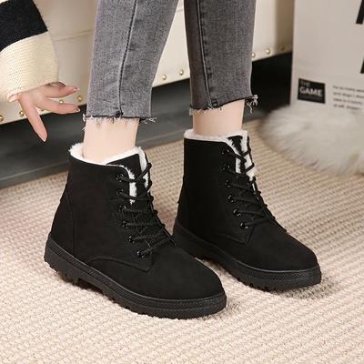 Fashion Women Winter Boots Ladies Snow Boots Lace Up Ankle Boots Female Non Slip Plush Fur Shoes Keep Warm Ankle Botas Plus Size 35-43