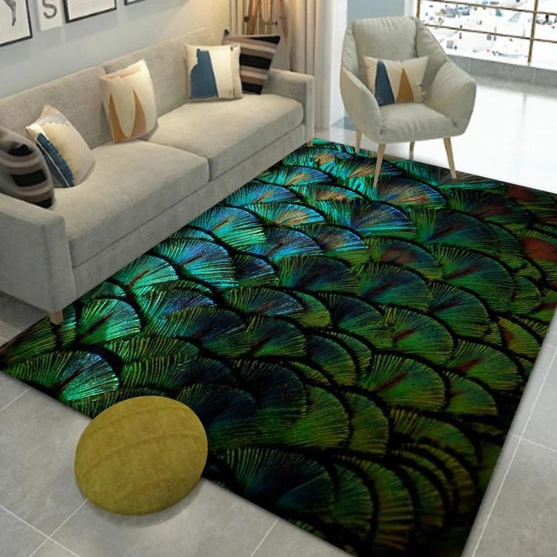 Modern Simple Printed Feather Carpet Living Room Full Floor Mat Bedroom Bed Blanket Study Table and Chair Mat