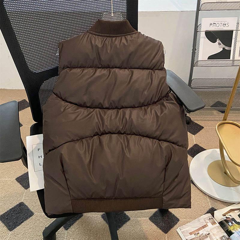 Vest for kvinner Vindtett Oversized Løs Ermeløs Vest Vinter Fortykket Dun Casual Vest