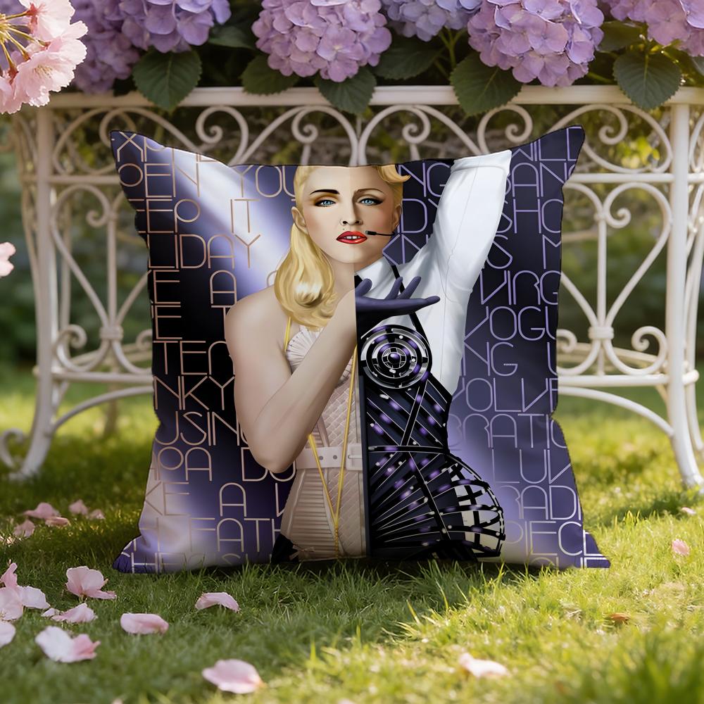 M-Madonna-A Cushion Cover Home & Car Dual-Scene Pillow Cover: Reversible for Premium Comfort