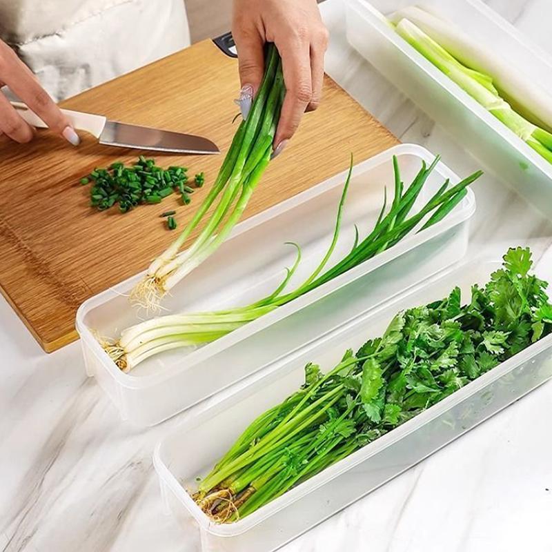 4 Pcs Long Rectangular Food Storage Containers Plastic Reusable Refrigerator Organizer Boxes Kitchen Accessories