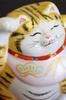 Cute Lucky Beckoning Cat Figurine from Waza No Kura. Kutani Ware, Right-handed, Plump Beckoning Cat with Gold Accents. Feng Shui, Good Luck, Interior