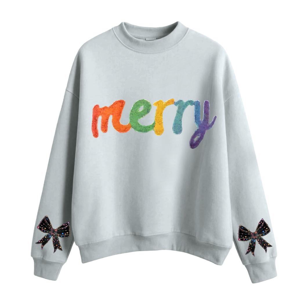 Women's Fashion Casual Round Neck Long Sleeve Christmas Printed Sweatshirt