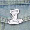 I'm Fine Sarcastic Meme Badge Thumbs‑up Hand Sinking In Water Enamel Pins Cartoon Funny Brooch Accessories Decor