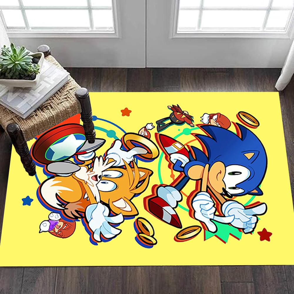 Sonic The Hedgehog Tails Art Print Decoration,Carpet,Living Room,Bedroom, Non-slip,Square rug